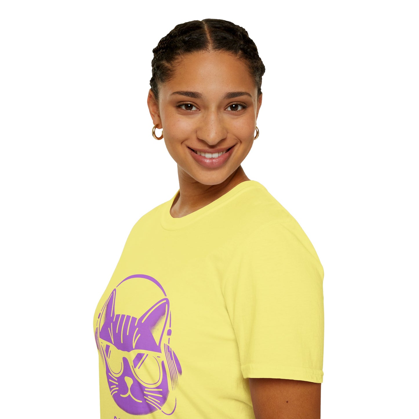 Cool Cat - Halloween Cat with Headphones Unisex Softstyle T-Shirt