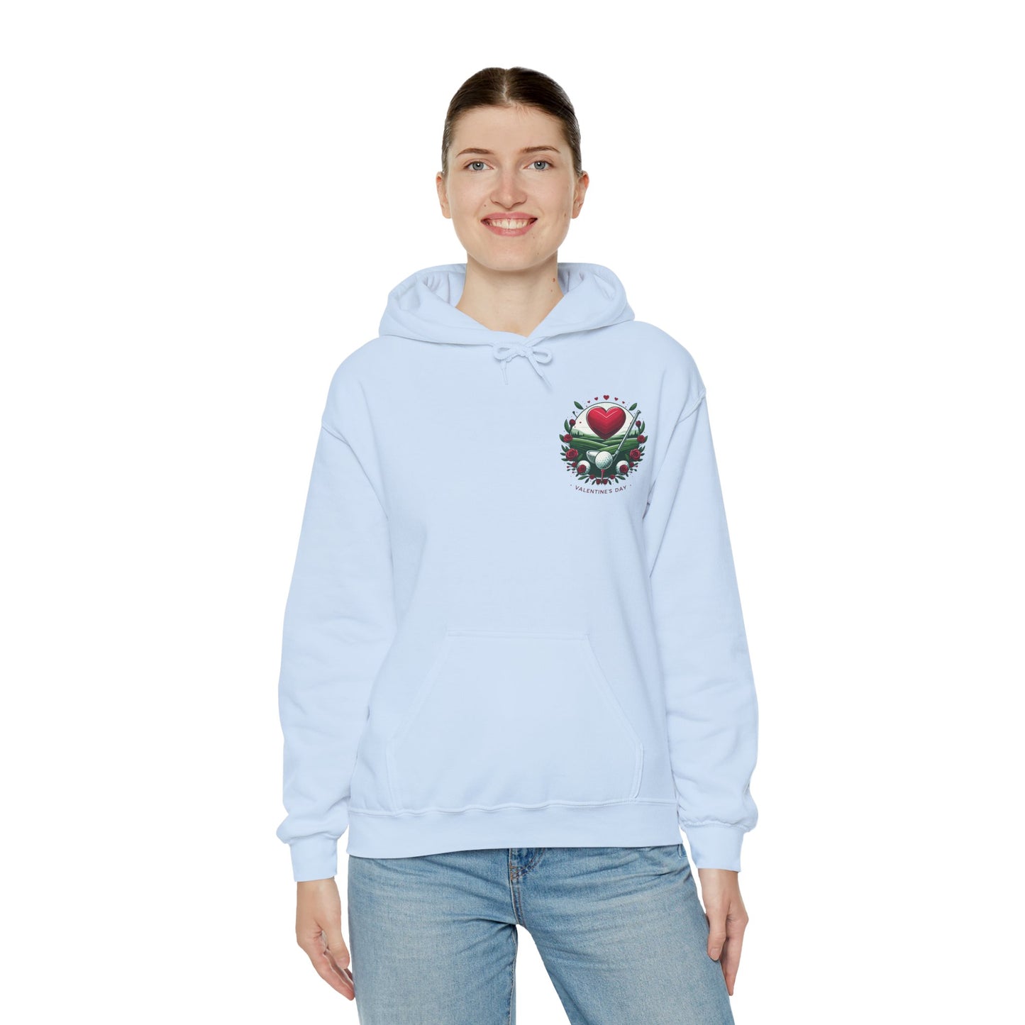 Viral Valentines Golf Heart Hoodie - Cute Roses & Golf Ball Graphic Unisex Sweatshirt - Unique Romantic Golfer Gift