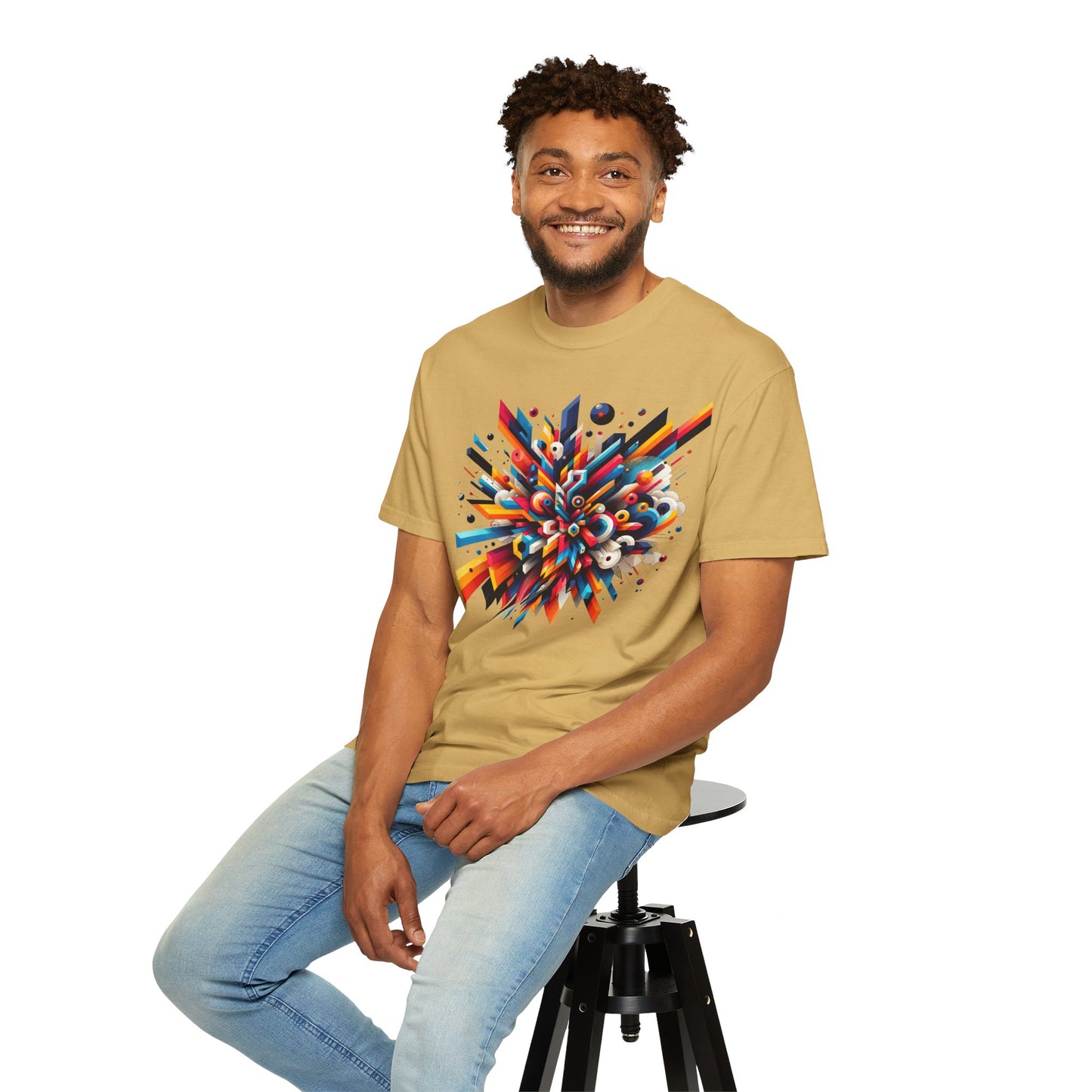 Abstract Art Energy Shirt | Comfort Colors 1717 | Vibrant Geometric Explosion Tee | Soft Washed Garment Dyed Cotton | Artistic Streetwear