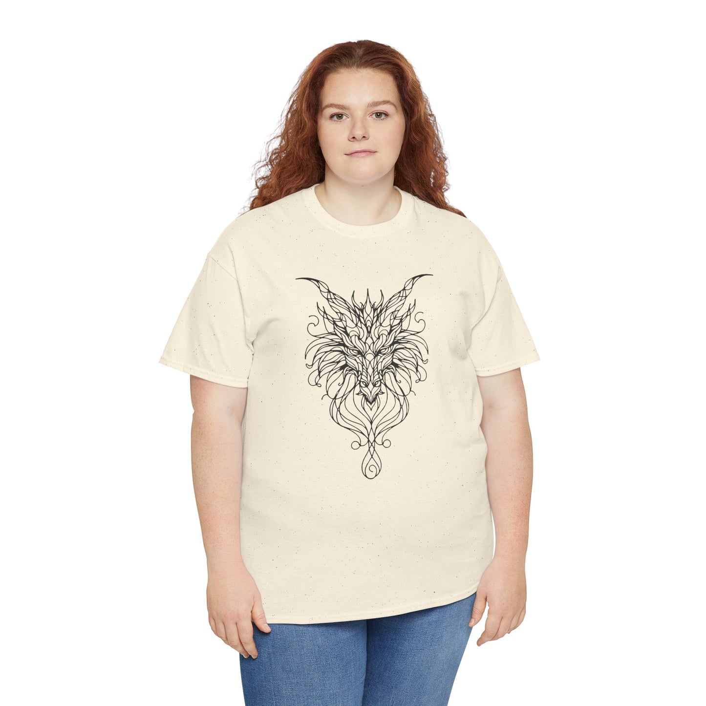 Dragon Line Art Shirt | Mythical Creature Sketch Tee | Minimalist Tattoo Style Top | Intricate Fantasy Art Gift | Unisex White T-Shirt