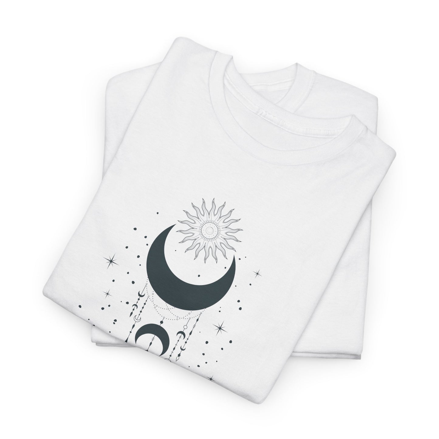 Celestial Moon & Sun Shirt | Boho Mystical Line Art Tee | Spiritual Astrology Gift | Heavy Cotton Unisex Top | Witchy Yoga T-Shirt