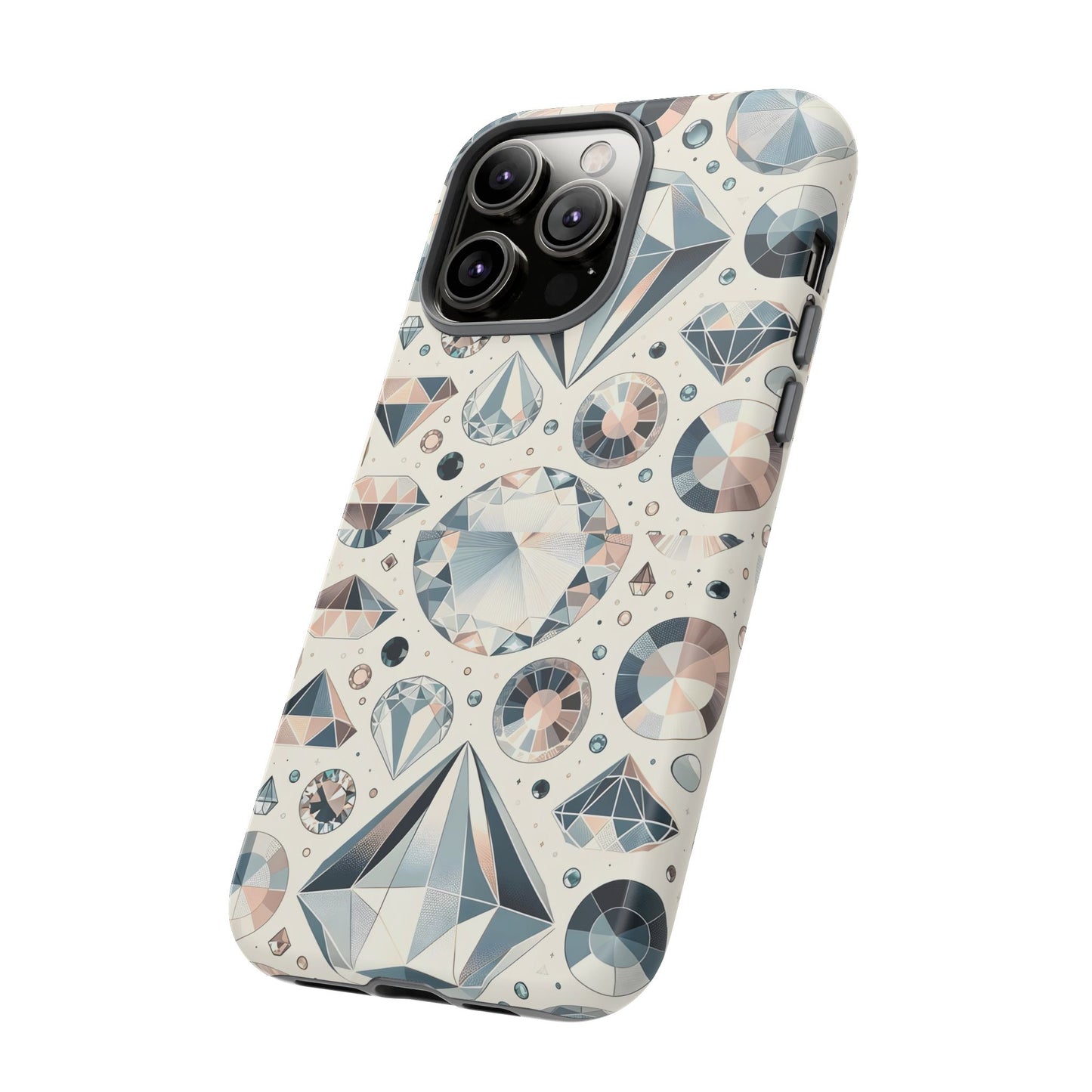 Diamond Pattern iPhone Case | Dual Layer Tough Cover | Luxury Gemstone Print | Glossy or Matte Finish | Shockproof Polycarbonate & TPU Shell
