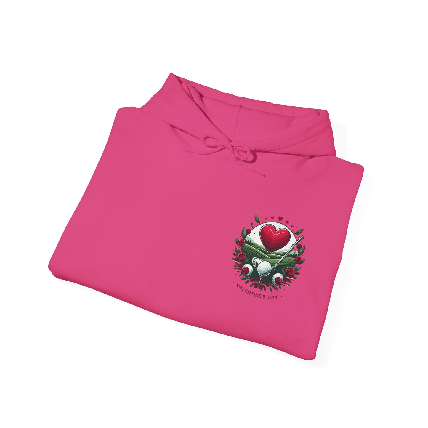 Viral Valentines Golf Heart Hoodie - Cute Roses & Golf Ball Graphic Unisex Sweatshirt - Unique Romantic Golfer Gift