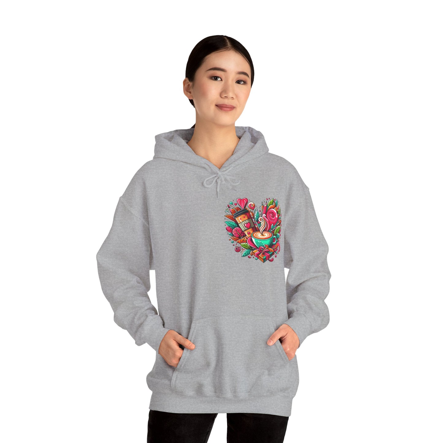 Urban Brew: Vibrant Graffiti Coffee Love Heart Hoodie