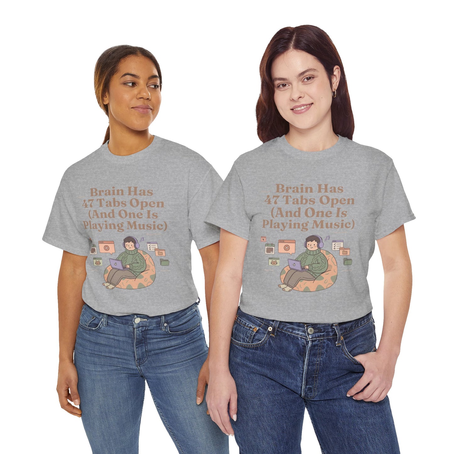 ADHD Lofi Aesthetic: 'Brain Has 47 Tabs Open (And One Is Playing Music)' Graphic Tee