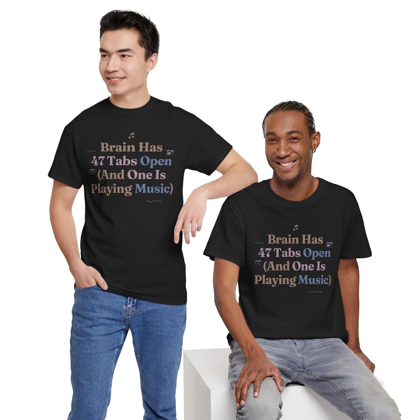 ADHD Lofi Aesthetic: 'Brain Has 47 Tabs Open (And One Is Playing Music)' Graphic Tee