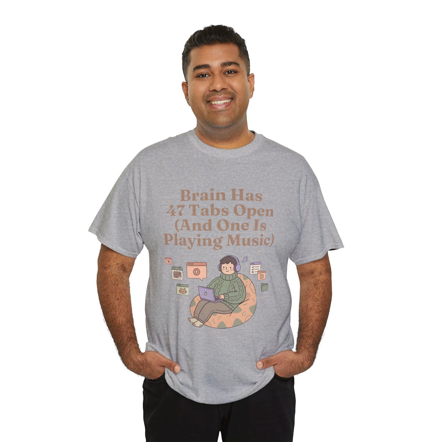 ADHD Lofi Aesthetic: 'Brain Has 47 Tabs Open (And One Is Playing Music)' Graphic Tee