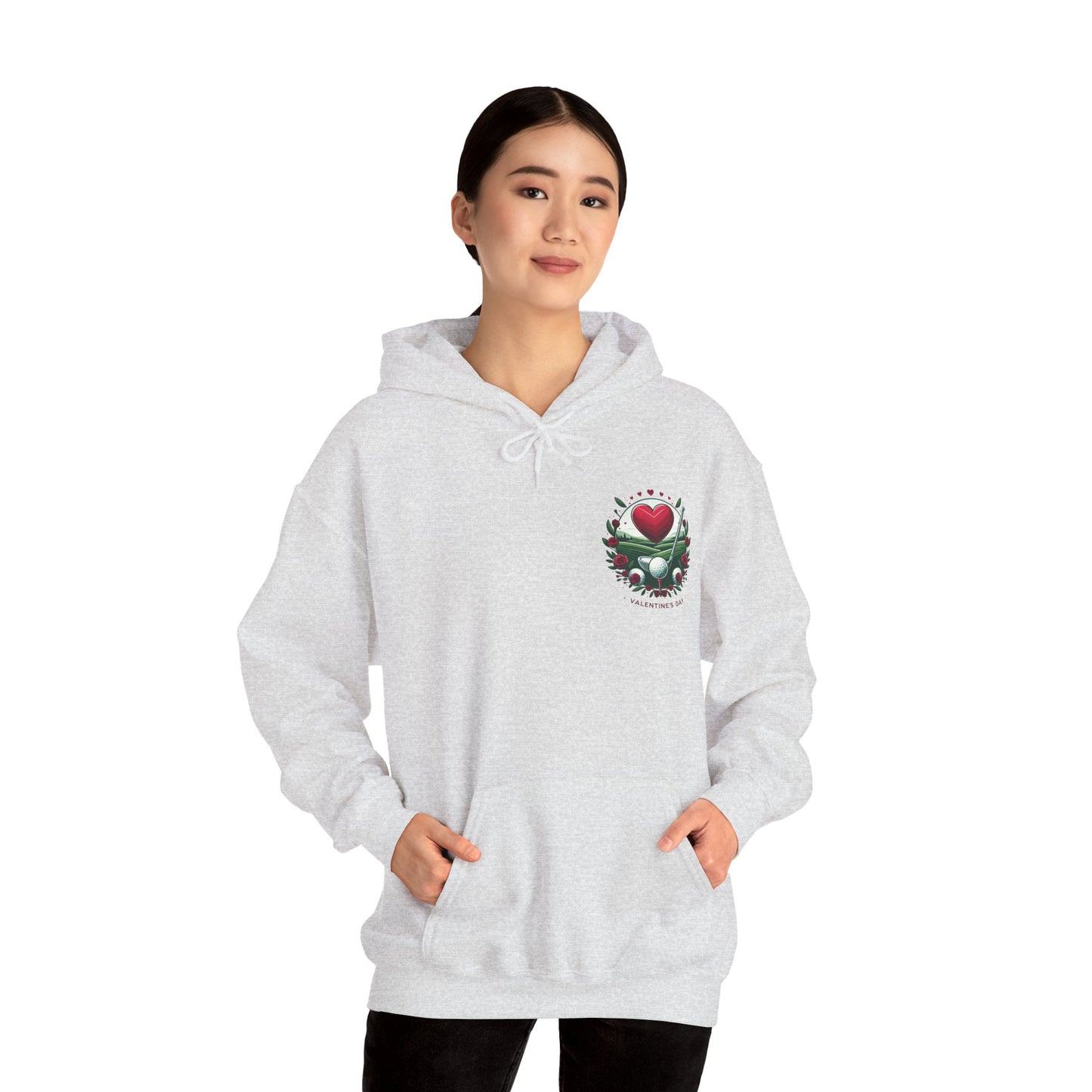 Viral Valentines Golf Heart Hoodie - Cute Roses & Golf Ball Graphic Unisex Sweatshirt - Unique Romantic Golfer Gift