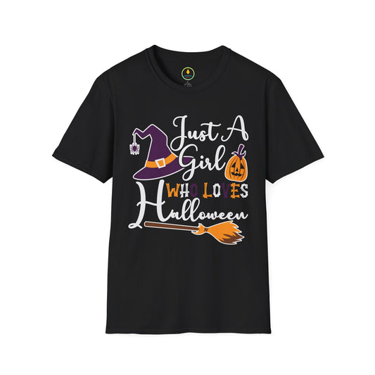 Just A Girl Who Loves Halloween - Witch & Pumpkin Unisex Softstyle T-Shirt