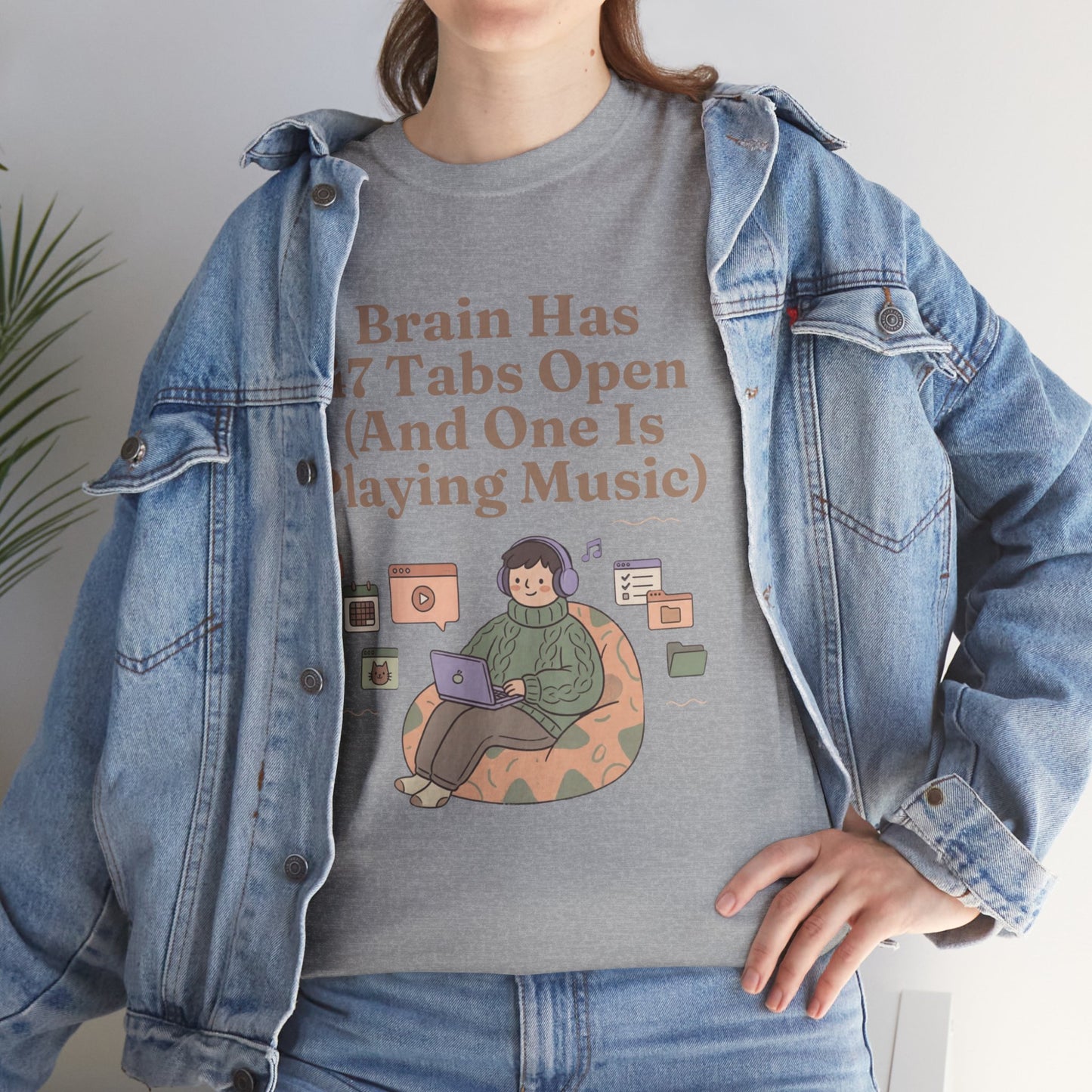 ADHD Lofi Aesthetic: 'Brain Has 47 Tabs Open (And One Is Playing Music)' Graphic Tee