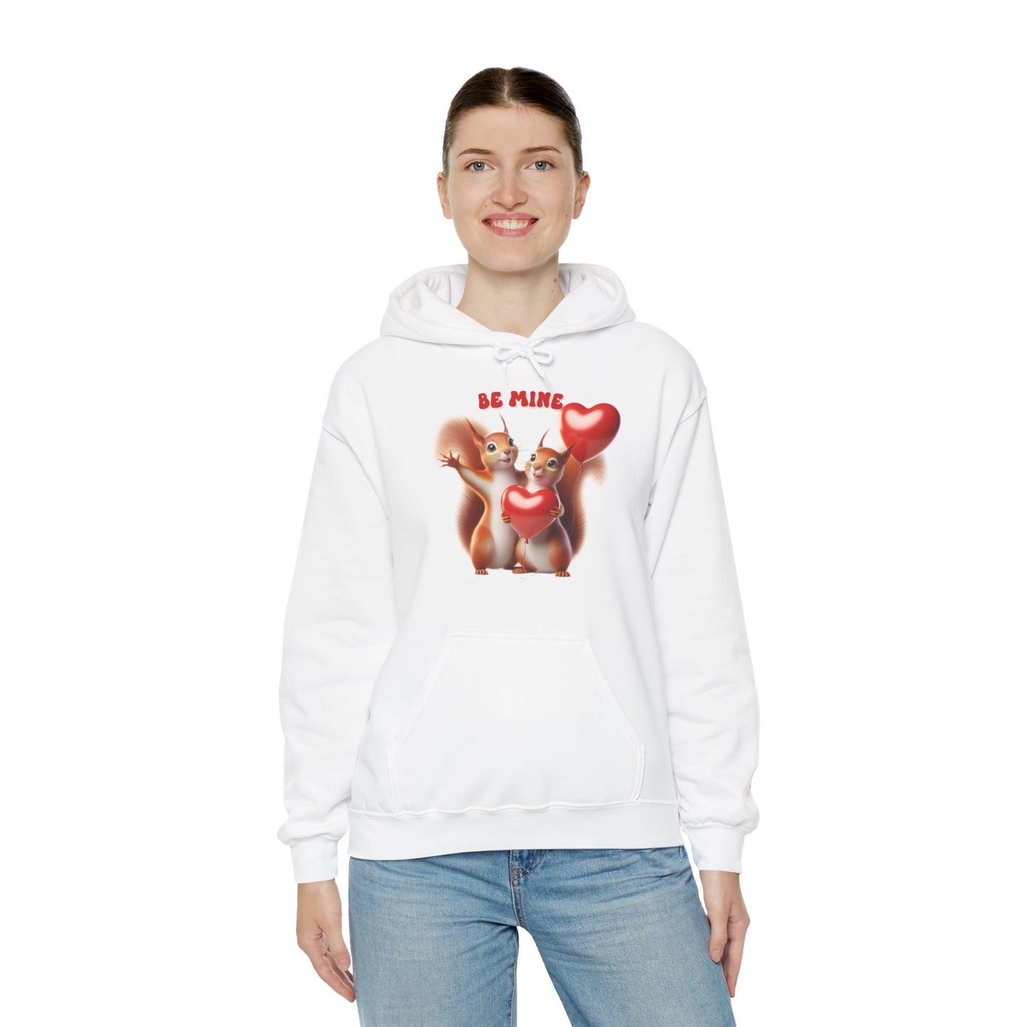 Nutty for You: "Be Mine" Squirrel Couple Love Heart Hoodie