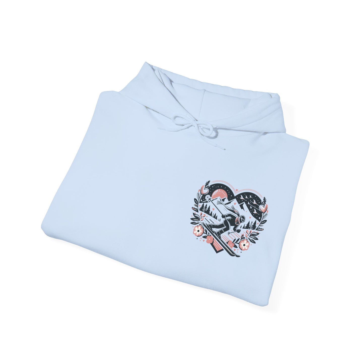 Love the Slopes" Skiing Hoodie | Mountain Heart Illustrated Sweatshirt | Après Ski & Winter Sports Gift