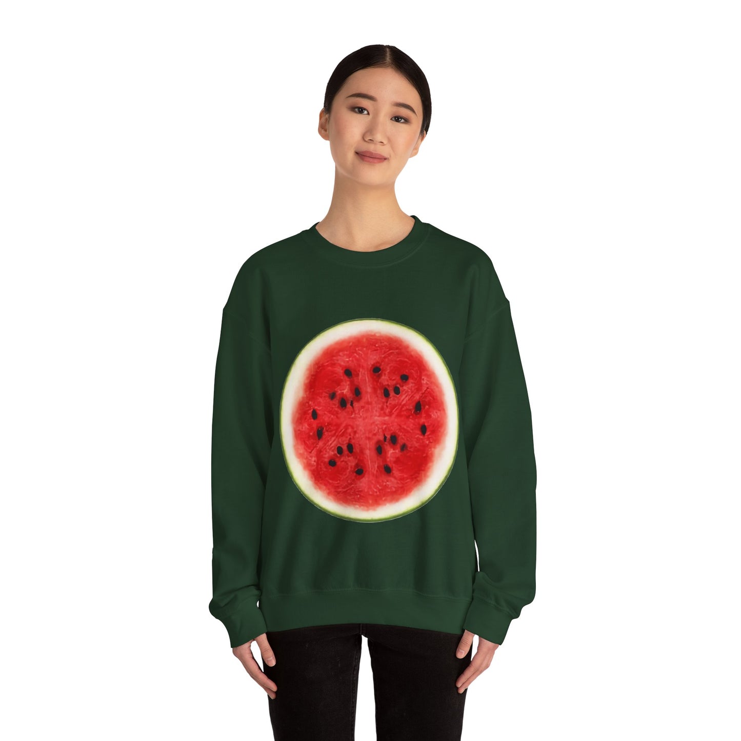 Watermelon Lazy Halloween Costume Sweatshirt | Funny Fruit Crewneck | Unisex Foodie Pullover