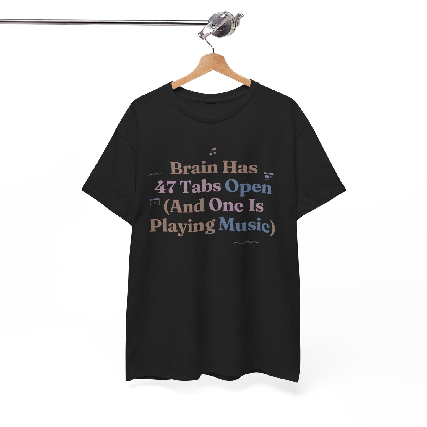 ADHD Lofi Aesthetic: 'Brain Has 47 Tabs Open (And One Is Playing Music)' Graphic Tee