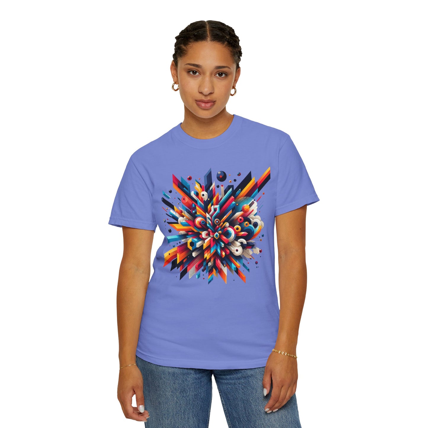 Abstract Art Energy Shirt | Comfort Colors 1717 | Vibrant Geometric Explosion Tee | Soft Washed Garment Dyed Cotton | Artistic Streetwear