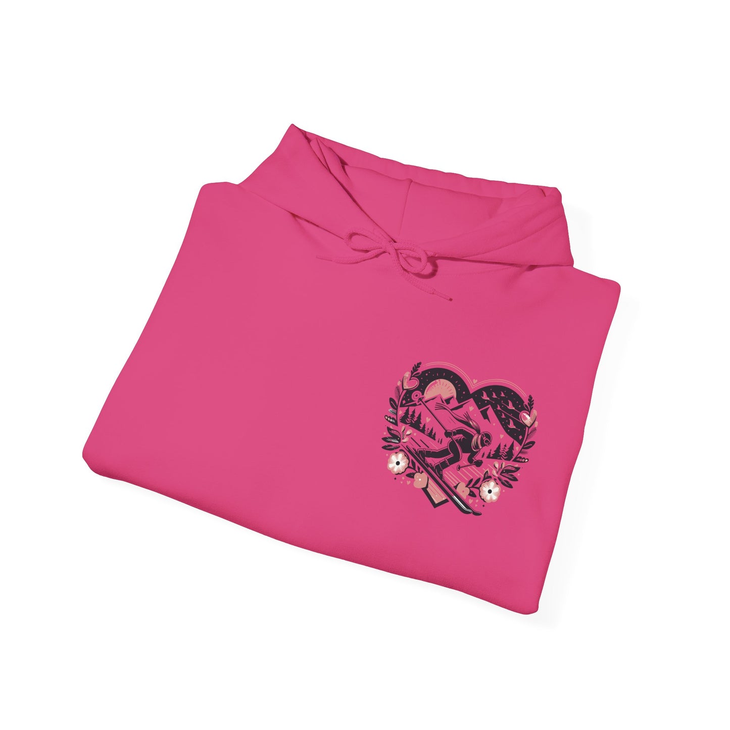 Love the Slopes" Skiing Hoodie | Mountain Heart Illustrated Sweatshirt | Après Ski & Winter Sports Gift