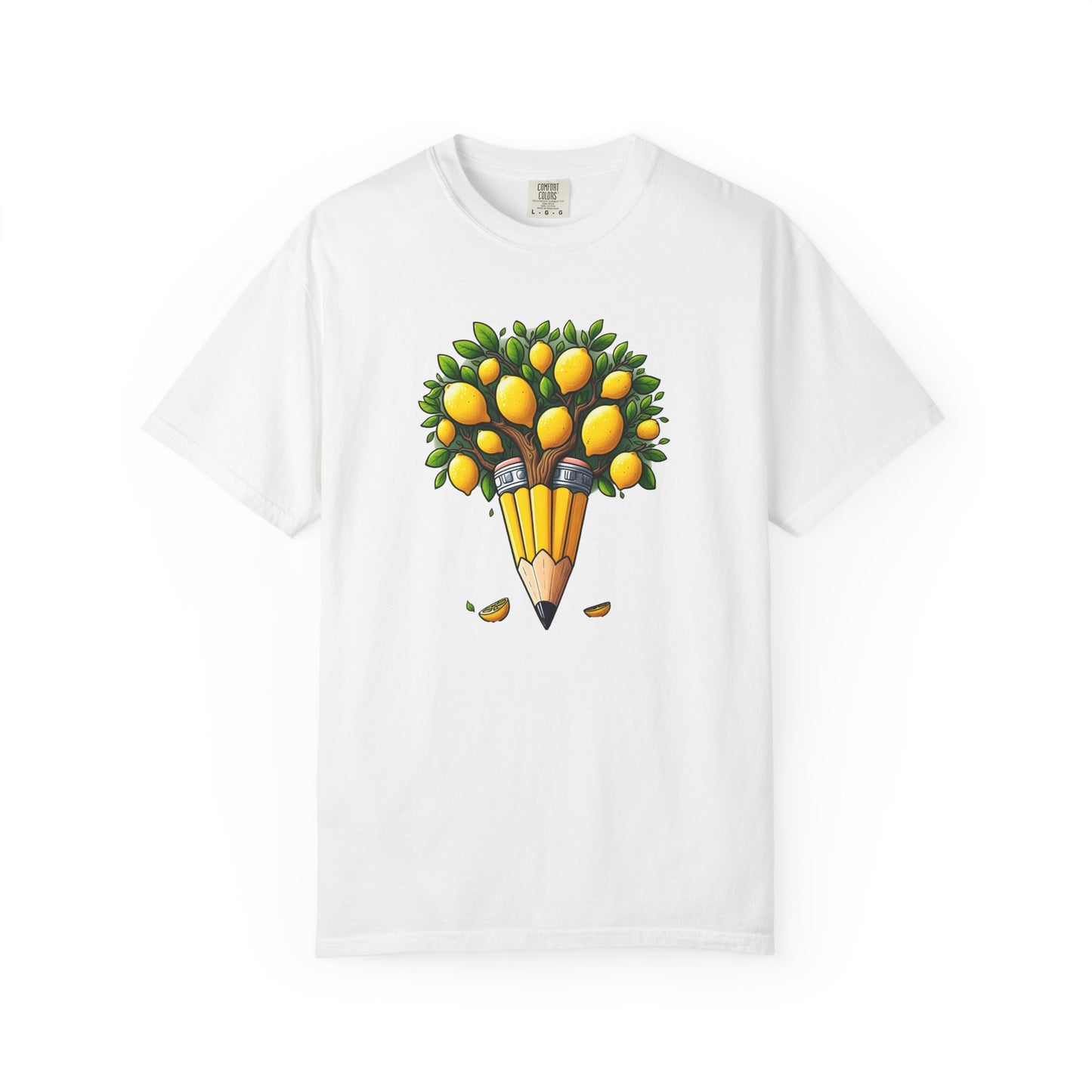 Artistic Lemon Pencil Tree T-Shirt - Unique Art & Nature Celebrating Growth and Imagination