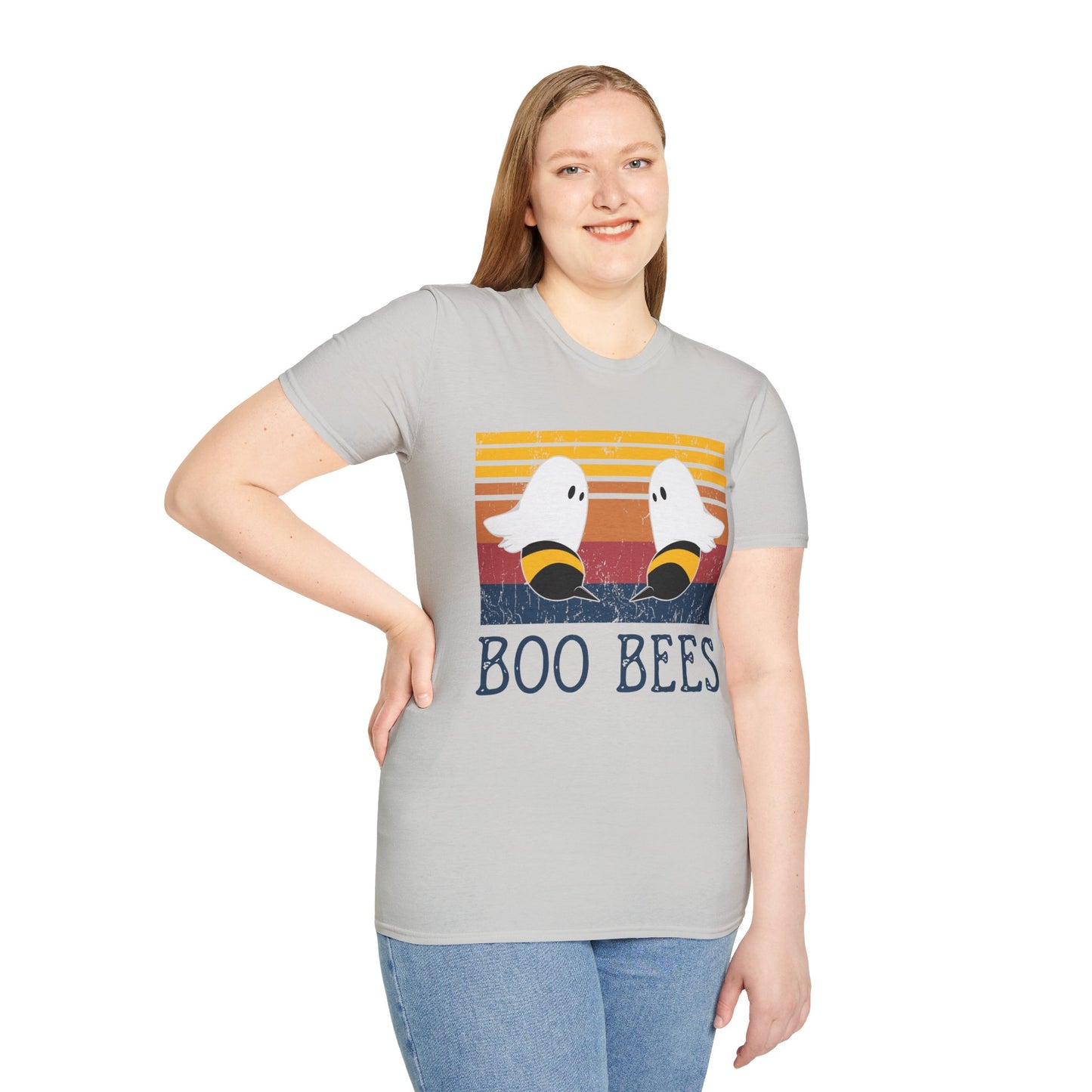 BOO BEES Retro Ghost‑Bee T‑Shirt – Funny Halloween Pun Tee for Spooky Season