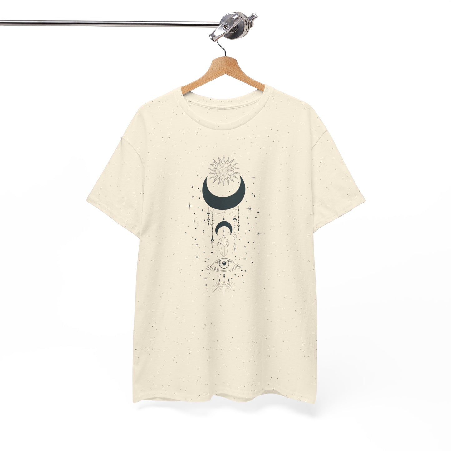Celestial Moon & Sun Shirt | Boho Mystical Line Art Tee | Spiritual Astrology Gift | Heavy Cotton Unisex Top | Witchy Yoga T-Shirt