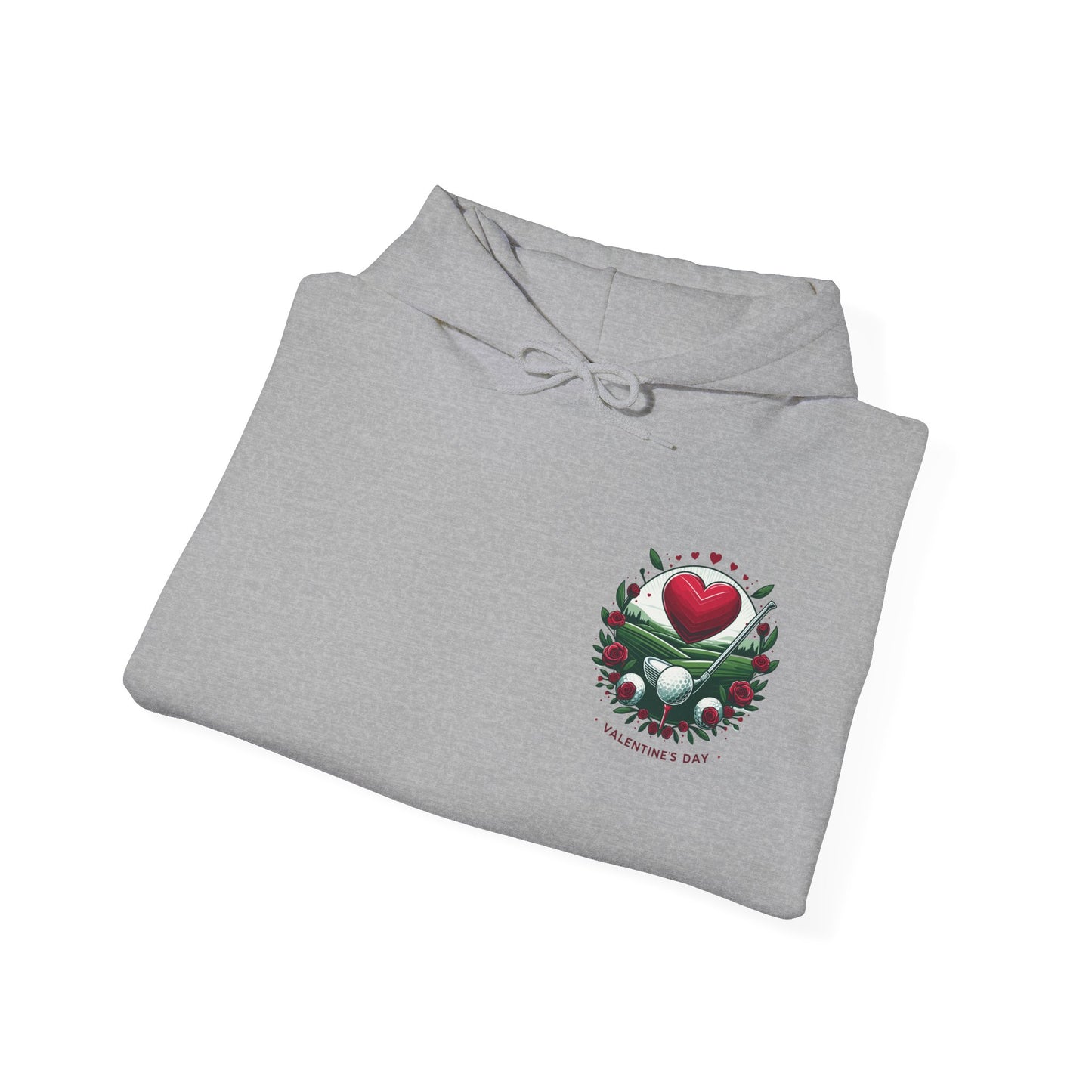 Viral Valentines Golf Heart Hoodie - Cute Roses & Golf Ball Graphic Unisex Sweatshirt - Unique Romantic Golfer Gift