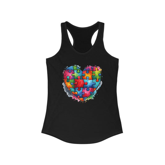 Women’s Autism Awareness Tank Top - Vibrant Puzzle Heart Design