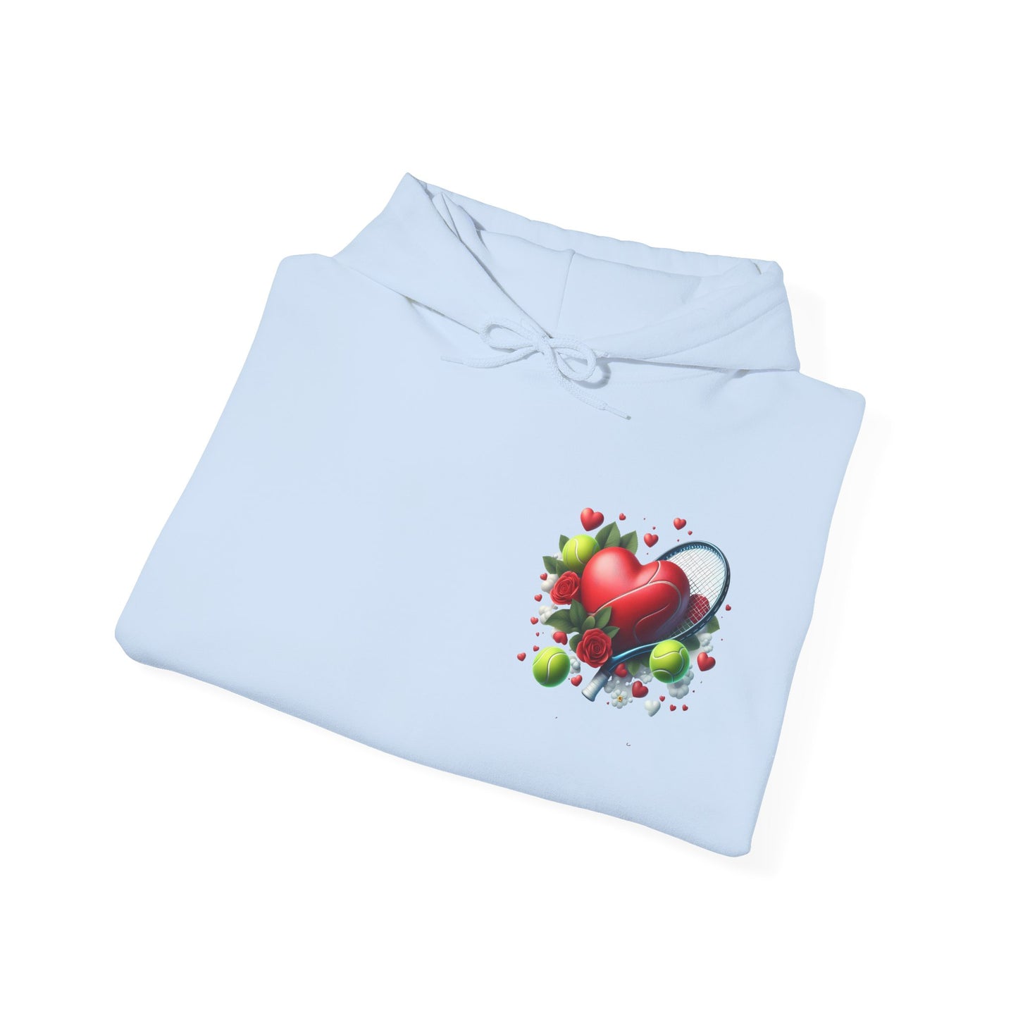 Tennis Love Hoodie: Heart Racquet Roses Balls Unisex Sweatshirt