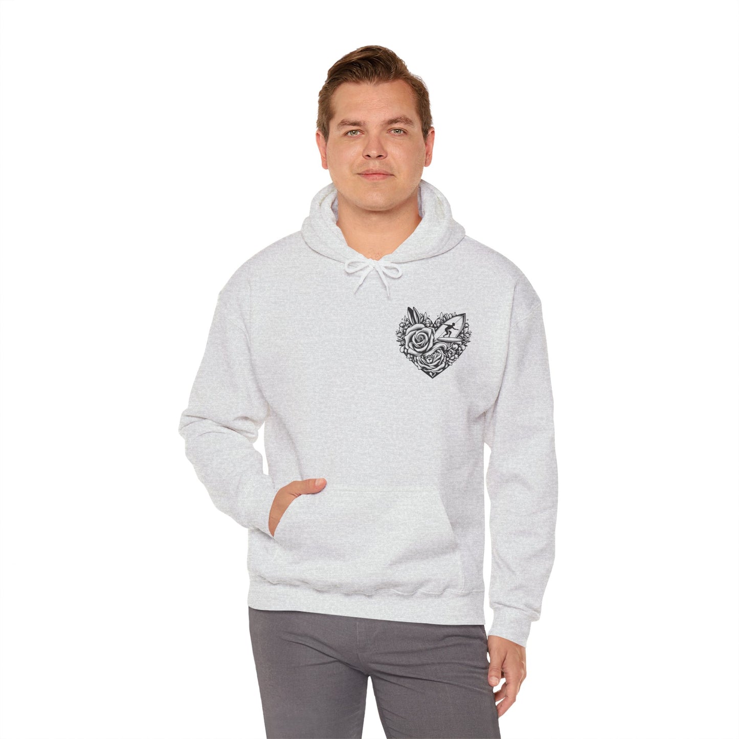 Viral Light Pink Fox Heart Hoodie - Cute Embroidered Animal Unisex Sweatshirt