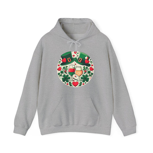St. Patrick's Day Hoodie, Irish Celebration Beer Clover Heart Unisex Pullover