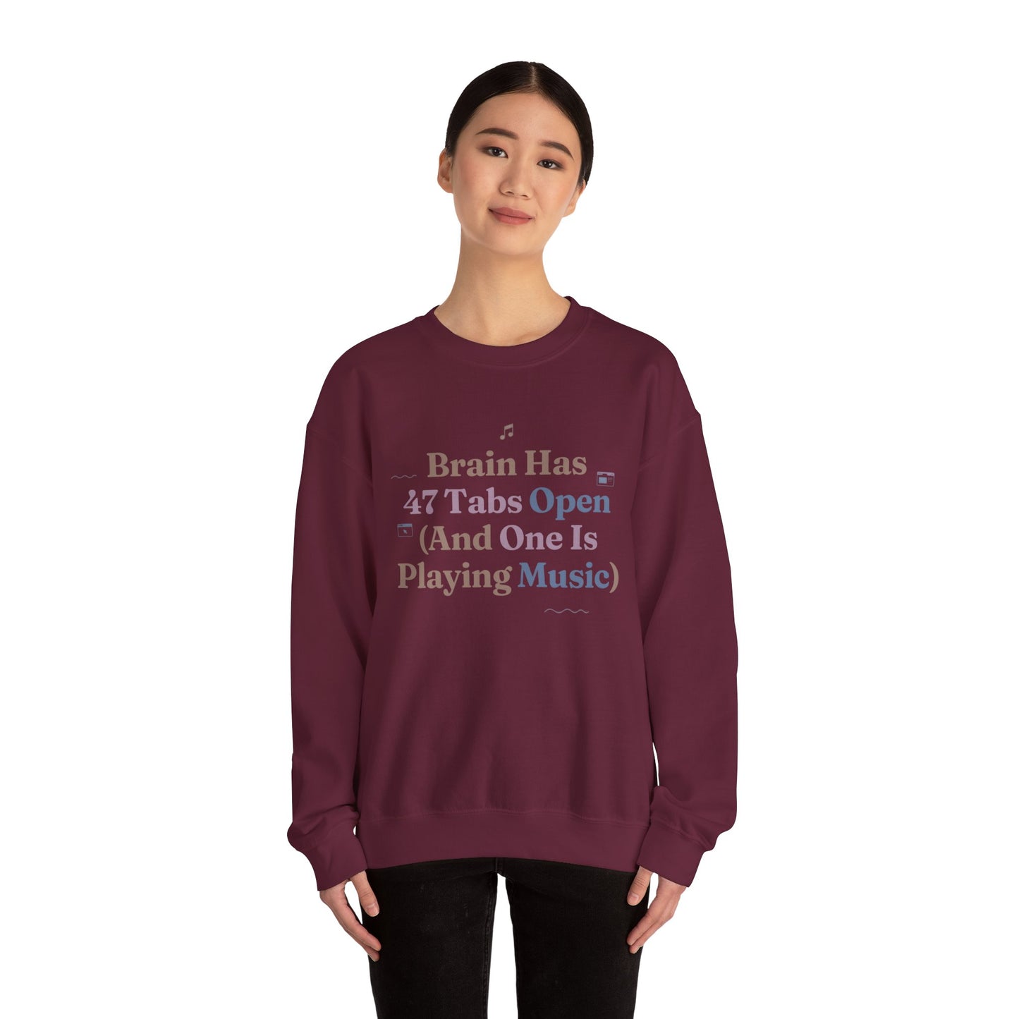 Hyperfocus Mode: '47 Tabs Open & Playing Music' Neurospicy Lofi Sweatshirt