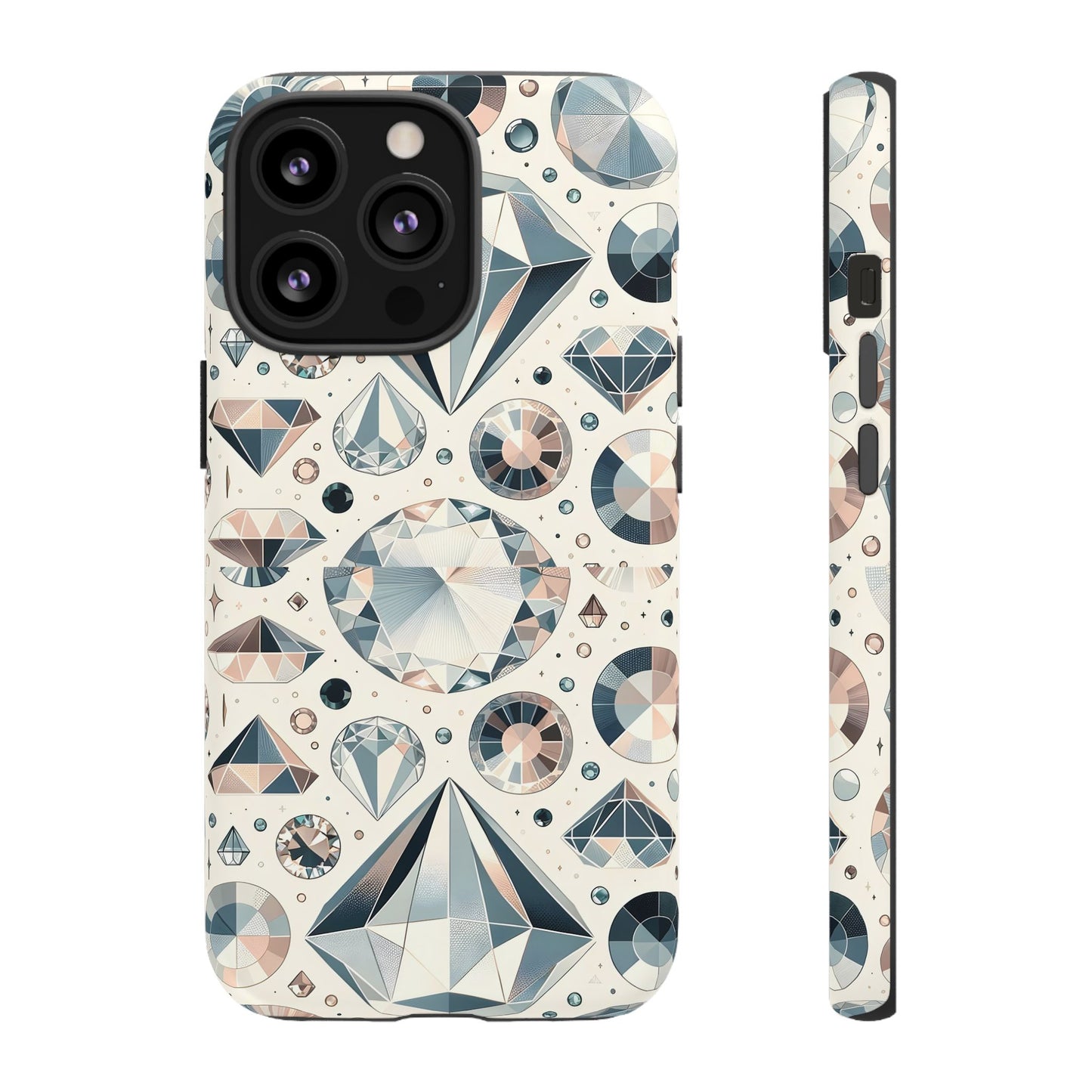 Diamond Pattern iPhone Case | Dual Layer Tough Cover | Luxury Gemstone Print | Glossy or Matte Finish | Shockproof Polycarbonate & TPU Shell