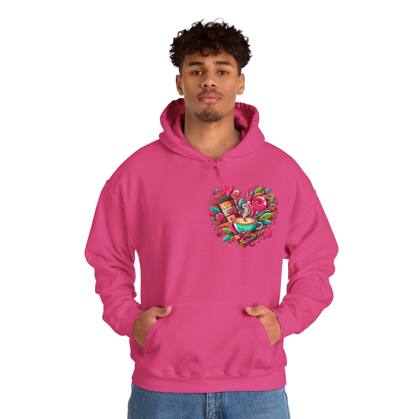 Urban Brew: Vibrant Graffiti Coffee Love Heart Hoodie