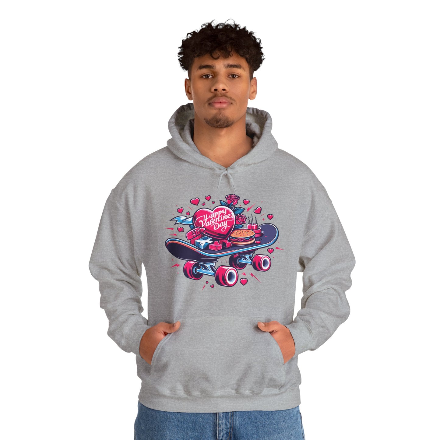 Skateboard Valentine's Hoodie | Edgy "Ride & Love" Graphic Sweatshirt | Funny Skater Gift