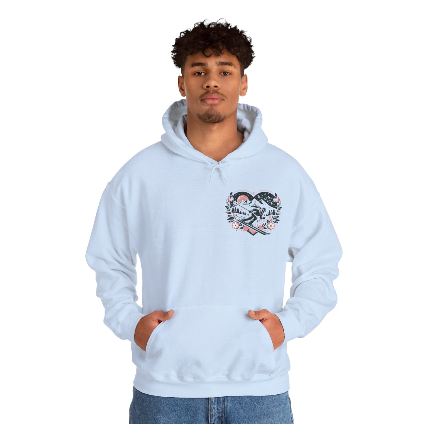 Love the Slopes" Skiing Hoodie | Mountain Heart Illustrated Sweatshirt | Après Ski & Winter Sports Gift