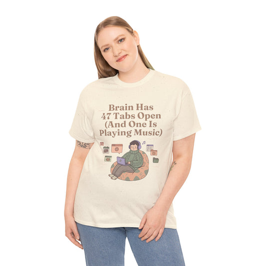 ADHD Lofi Aesthetic: 'Brain Has 47 Tabs Open (And One Is Playing Music)' Graphic Tee