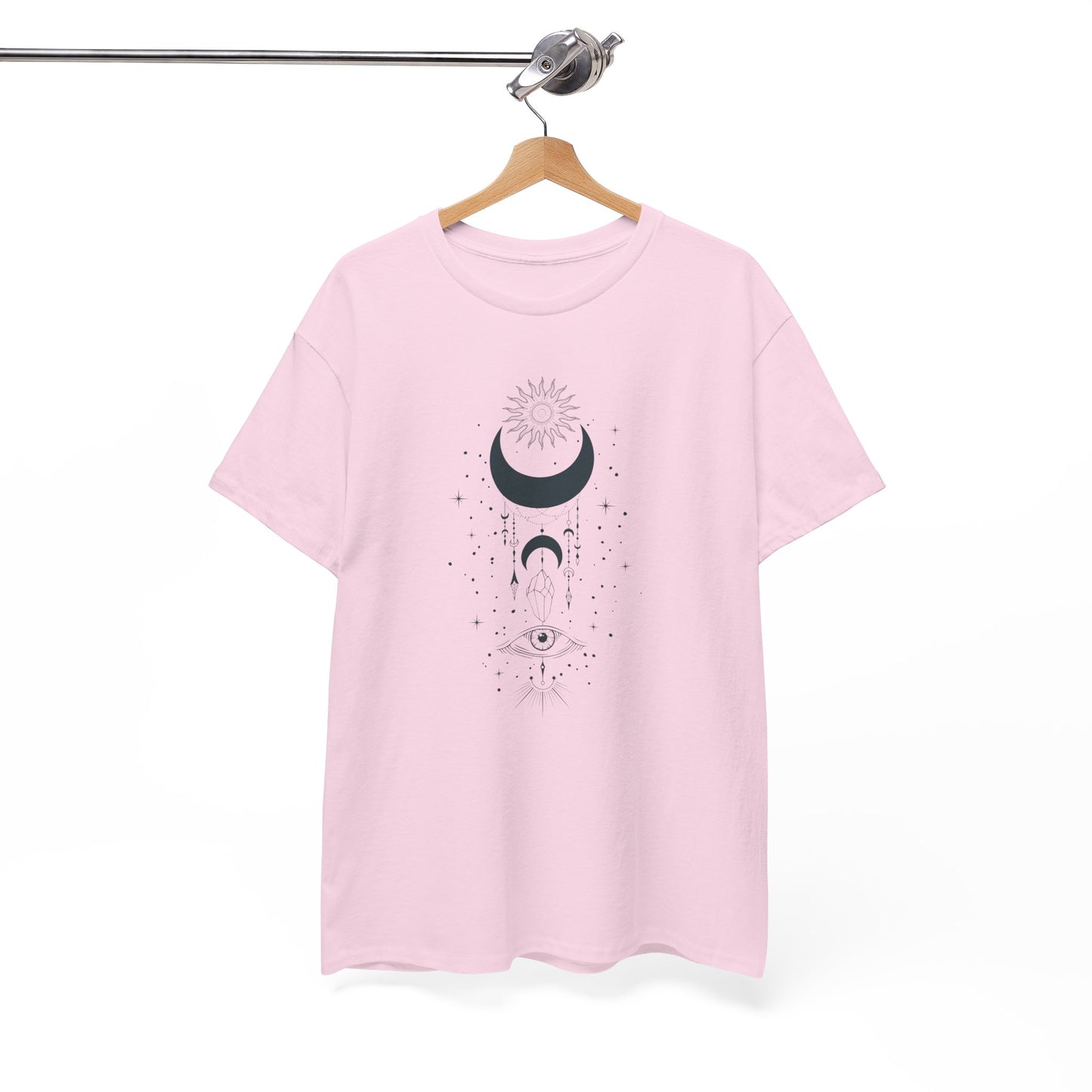 Celestial Moon & Sun Shirt | Boho Mystical Line Art Tee | Spiritual Astrology Gift | Heavy Cotton Unisex Top | Witchy Yoga T-Shirt