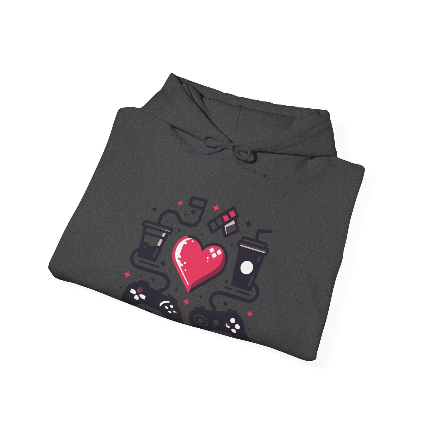Viral Gamer Heart Life Hoodie - Retro Controllers Soda & Snacks Graphic Unisex Sweatshirt - Ultimate Gaming Gift