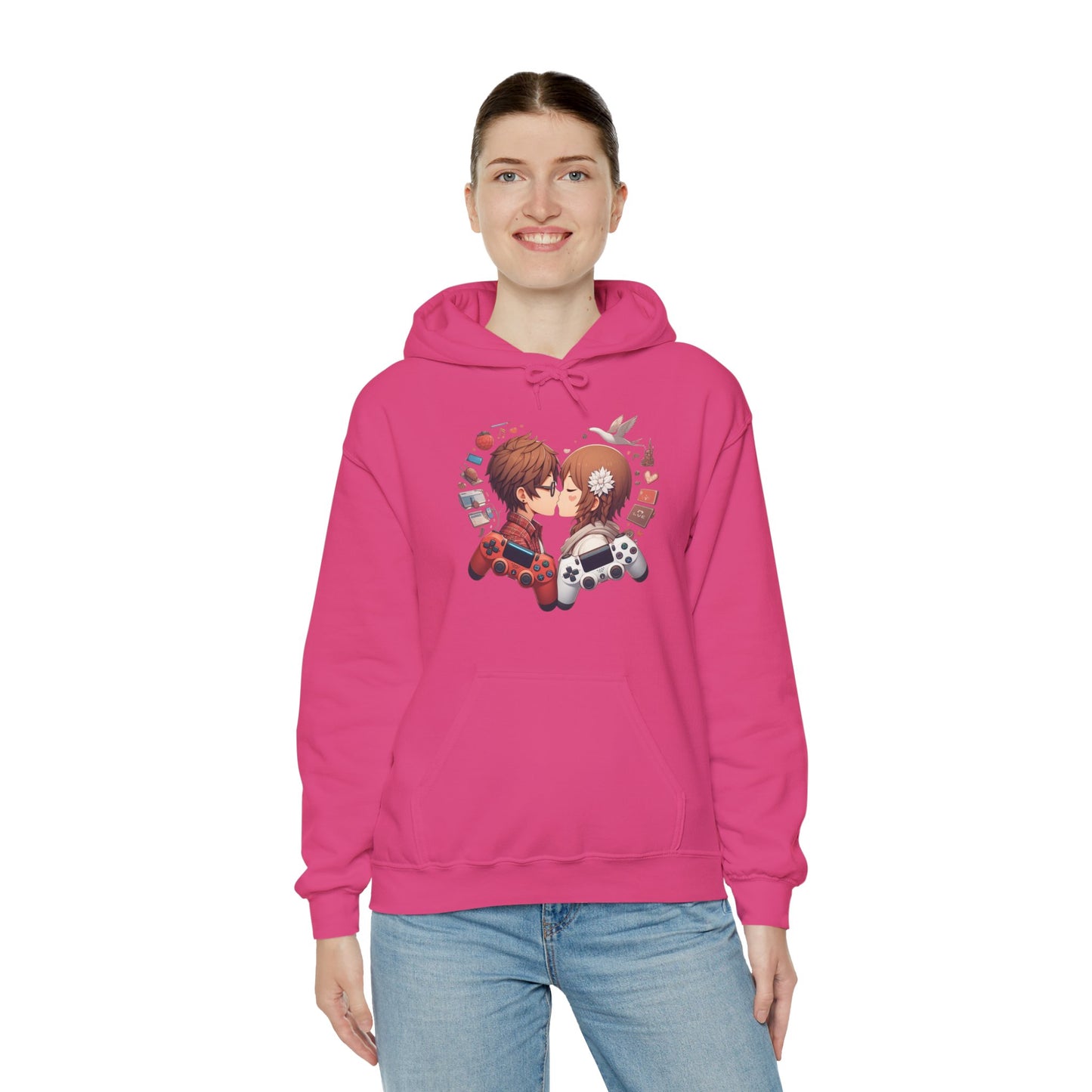 Retro Cyberpunk Gaming Couple Hoodie | Kawaii Valentine's Day Gamer Gift