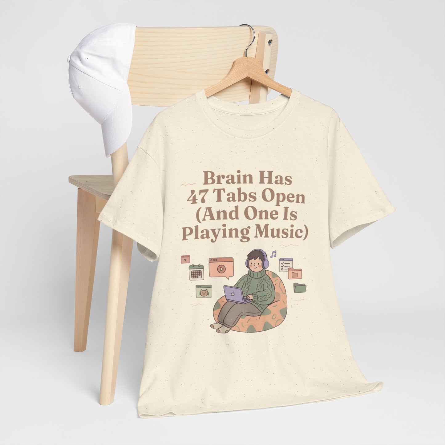 ADHD Lofi Aesthetic: 'Brain Has 47 Tabs Open (And One Is Playing Music)' Graphic Tee