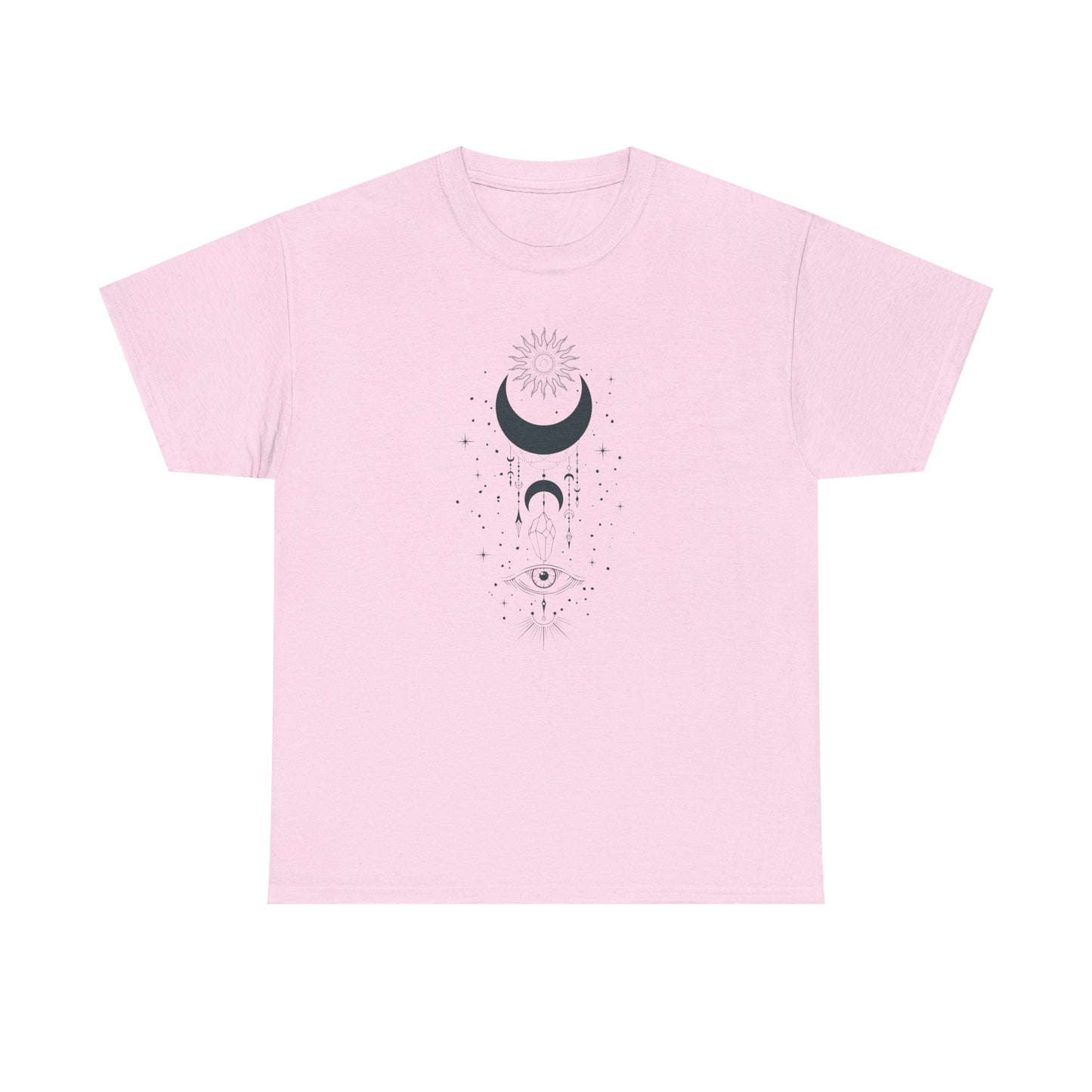 Celestial Moon & Sun Shirt | Boho Mystical Line Art Tee | Spiritual Astrology Gift | Heavy Cotton Unisex Top | Witchy Yoga T-Shirt