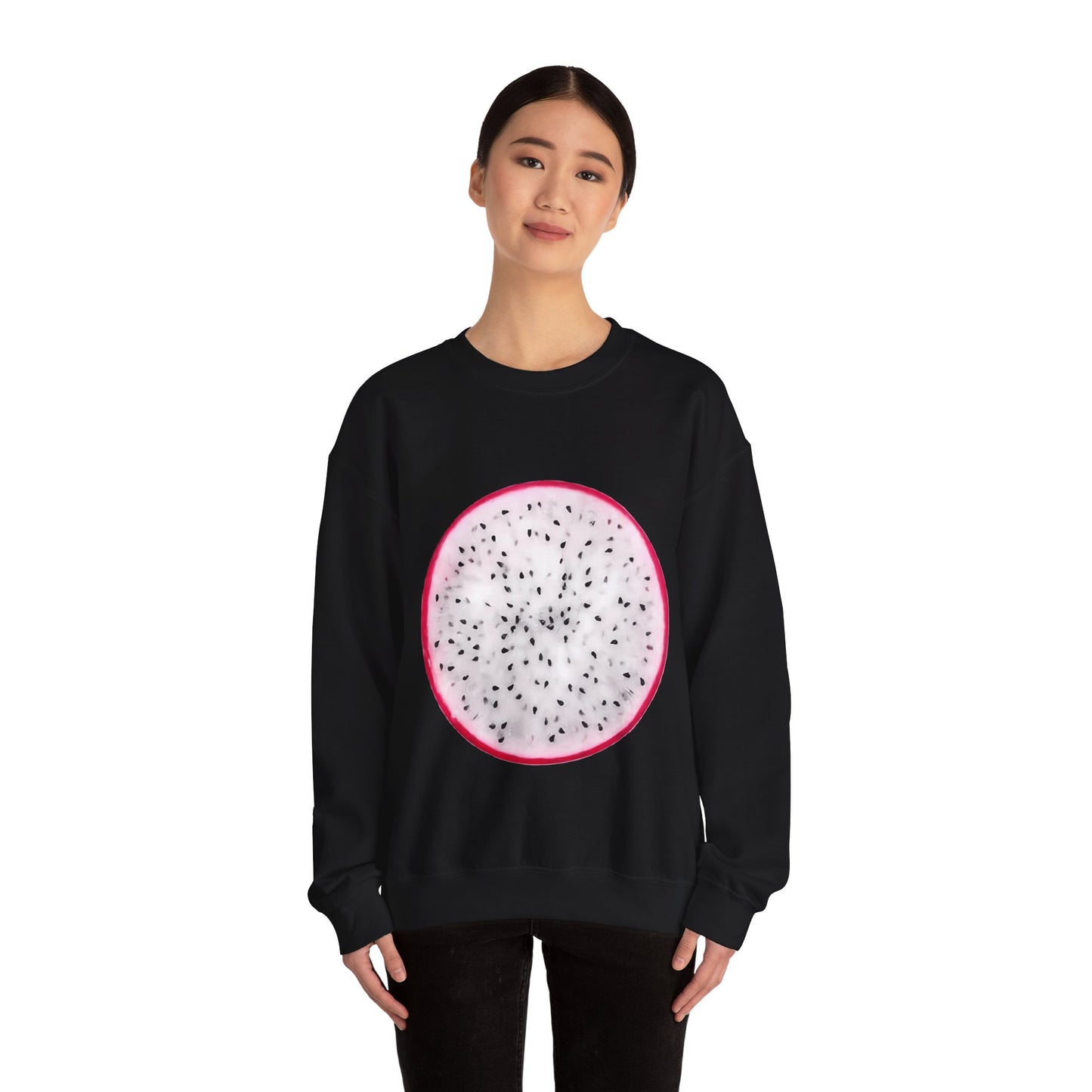 Dragon Fruit Slice Crewneck Sweatshirt | Aesthetic "Pitaya" Pullover | Funny Lazy Halloween Costume & Foodie Gif