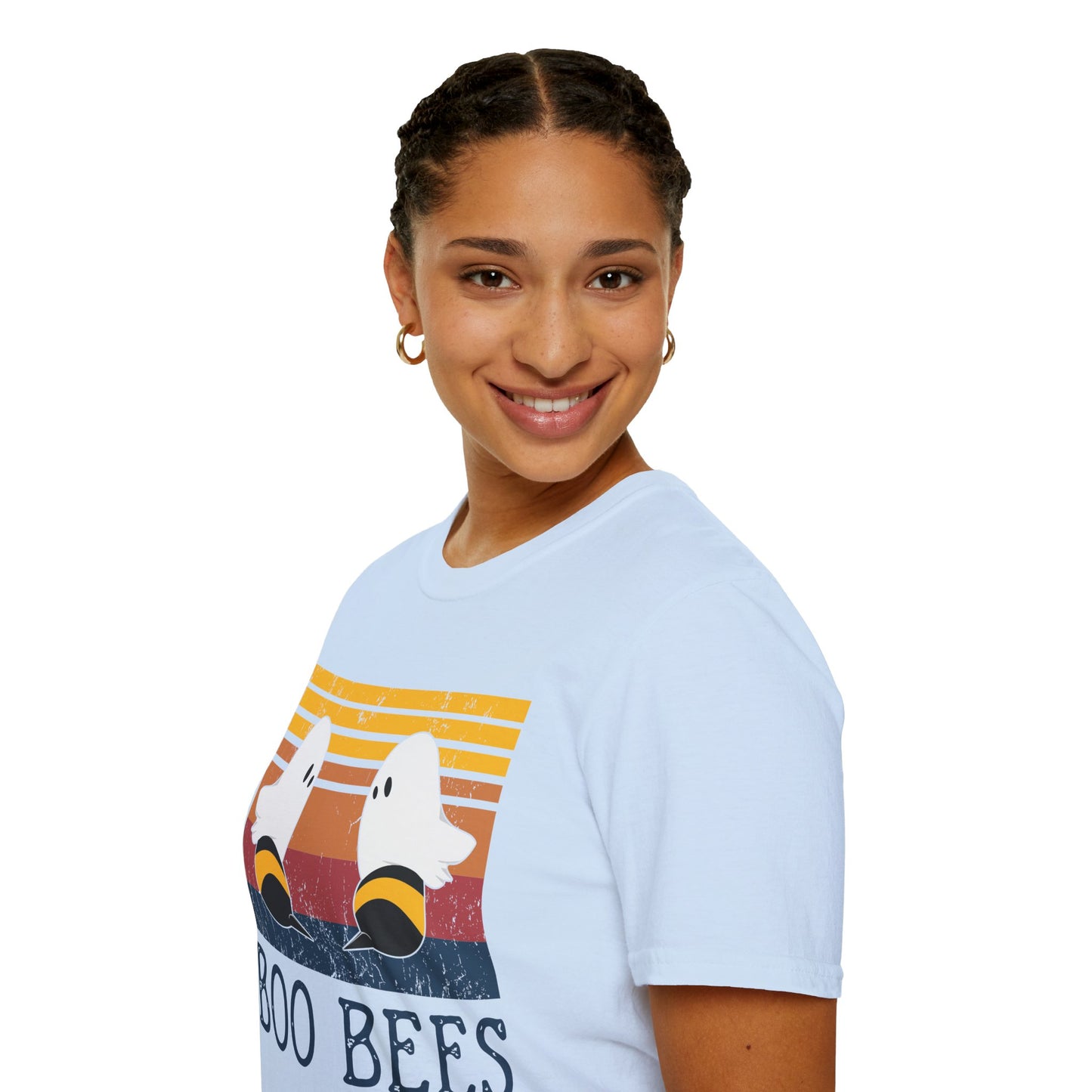 BOO BEES Retro Ghost‑Bee T‑Shirt – Funny Halloween Pun Tee for Spooky Season