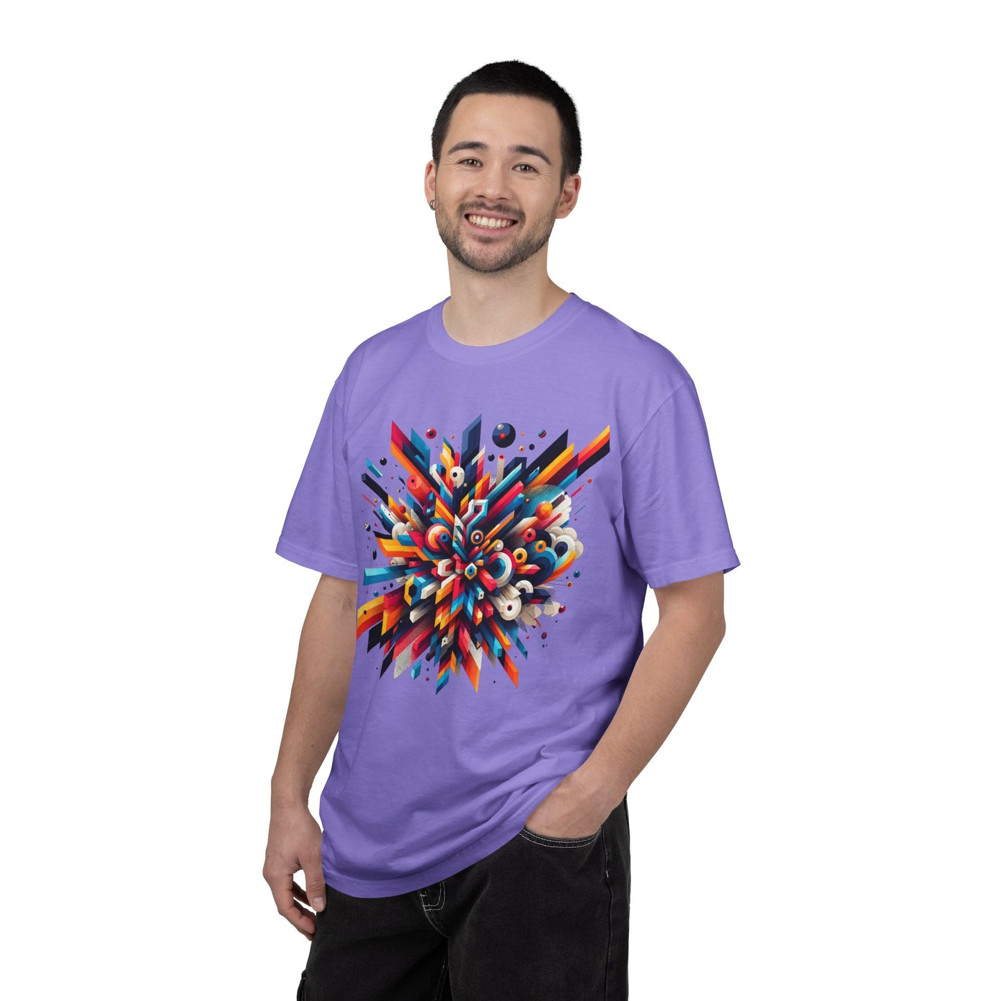 Abstract Art Energy Shirt | Comfort Colors 1717 | Vibrant Geometric Explosion Tee | Soft Washed Garment Dyed Cotton | Artistic Streetwear