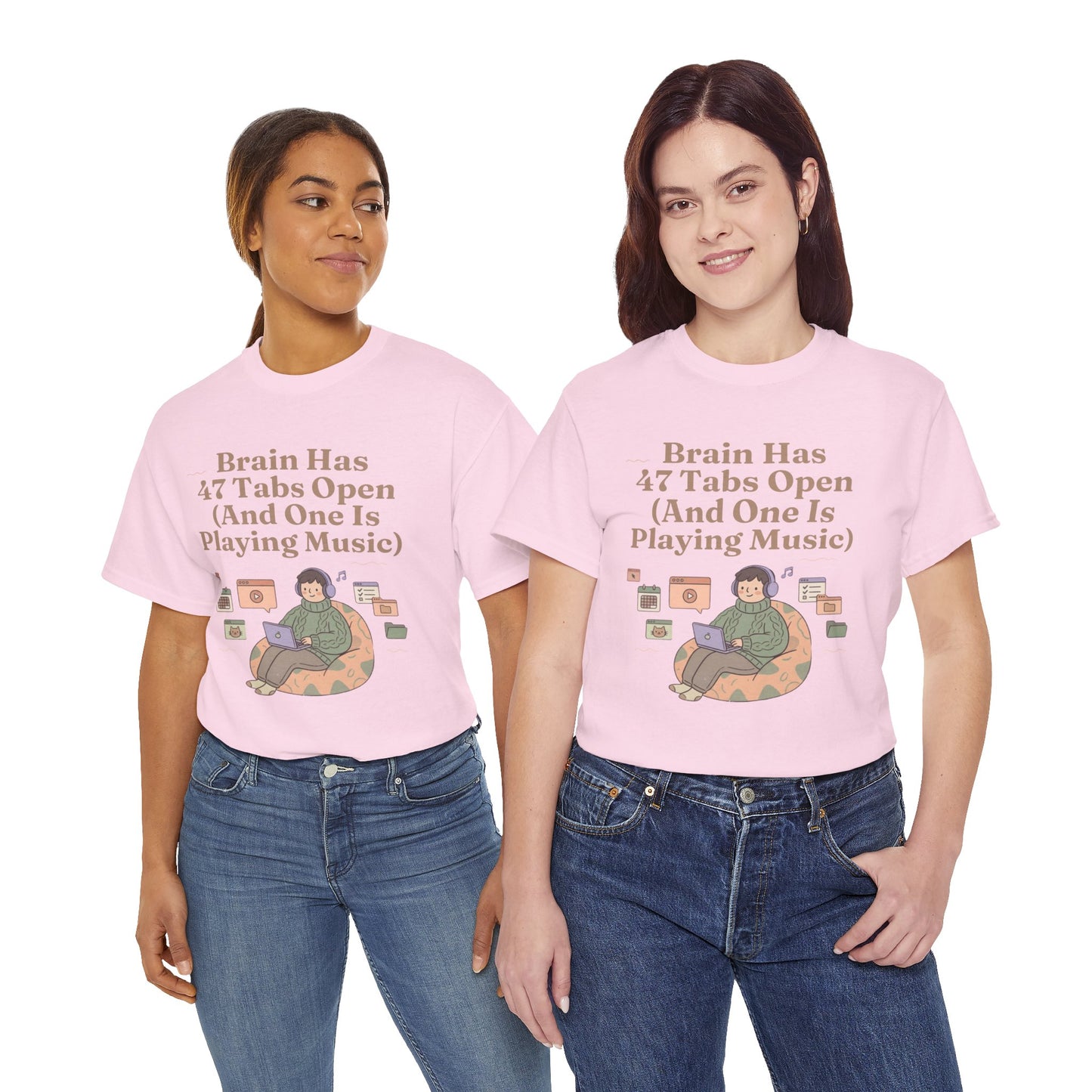 ADHD Lofi Aesthetic: 'Brain Has 47 Tabs Open (And One Is Playing Music)' Graphic Tee