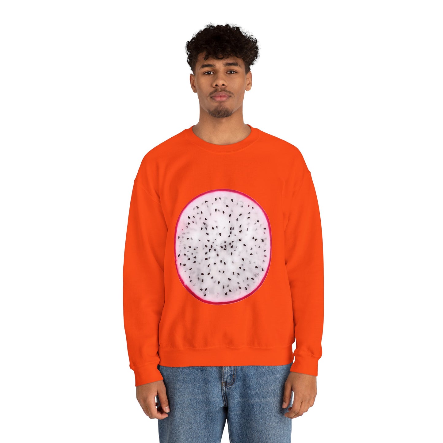 Dragon Fruit Slice Crewneck Sweatshirt | Aesthetic "Pitaya" Pullover | Funny Lazy Halloween Costume & Foodie Gif