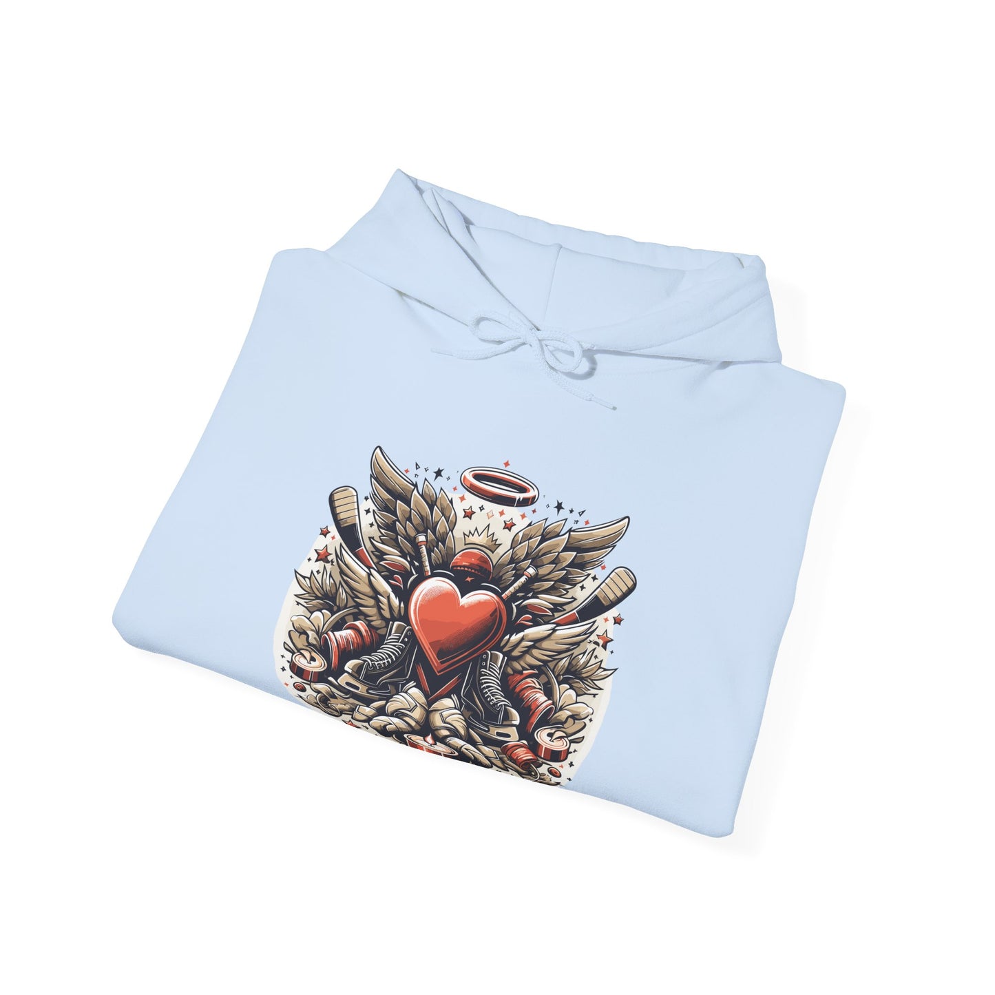 Hockey Heart & Angel Wings Hoodie | Edgy "Love the Game" Sweatshirt | Unique Sports Valentine's Gift