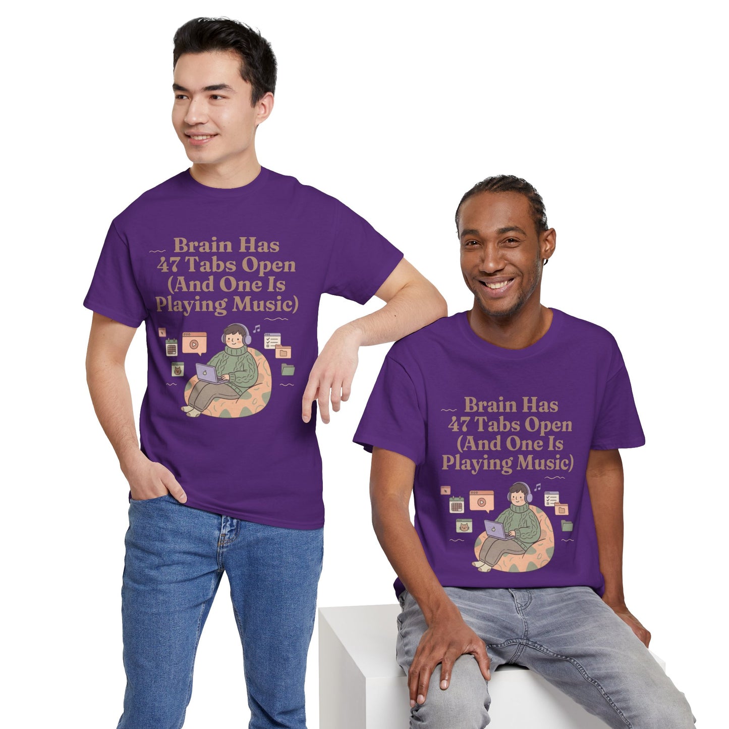 ADHD Lofi Aesthetic: 'Brain Has 47 Tabs Open (And One Is Playing Music)' Graphic Tee