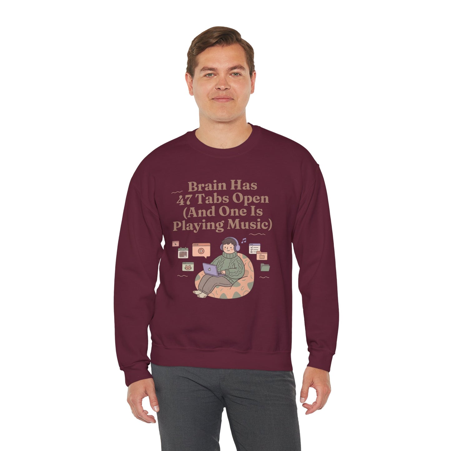 Hyperfocus Mode: '47 Tabs Open & Playing Music' Neurospicy Lofi Sweatshirt
