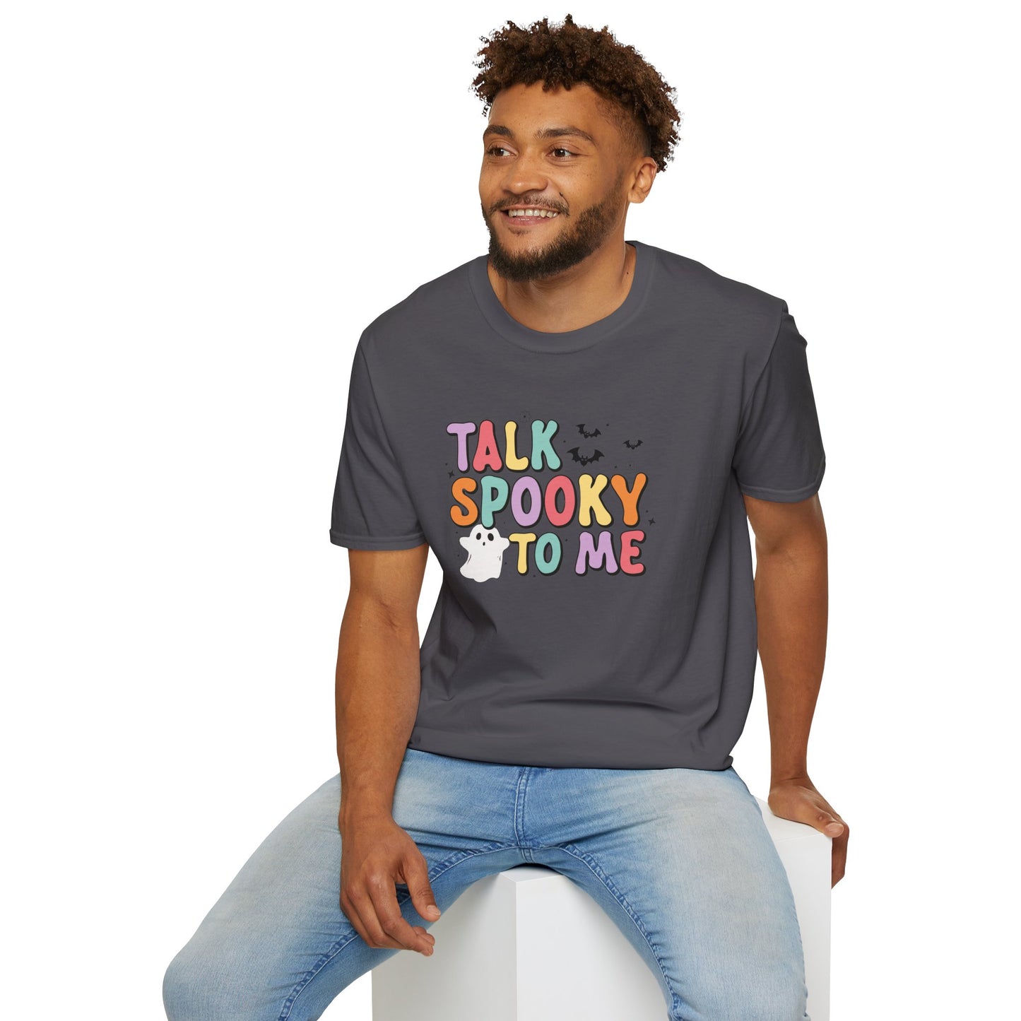 Talk Spooky To Me – Cute Pastel Ghost Halloween T‑Shirt for Spooky Season Lovers