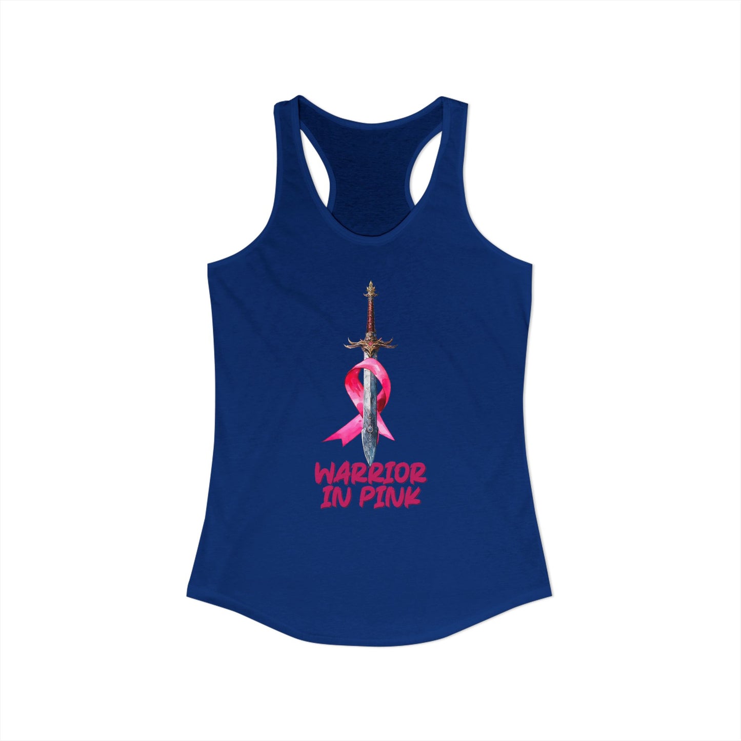 Warrior in Pink Tank Top | Breast Cancer Awareness Racerback | Sword & Ribbon Survivor Shirt | Support Squad Gift | Women's Activewear