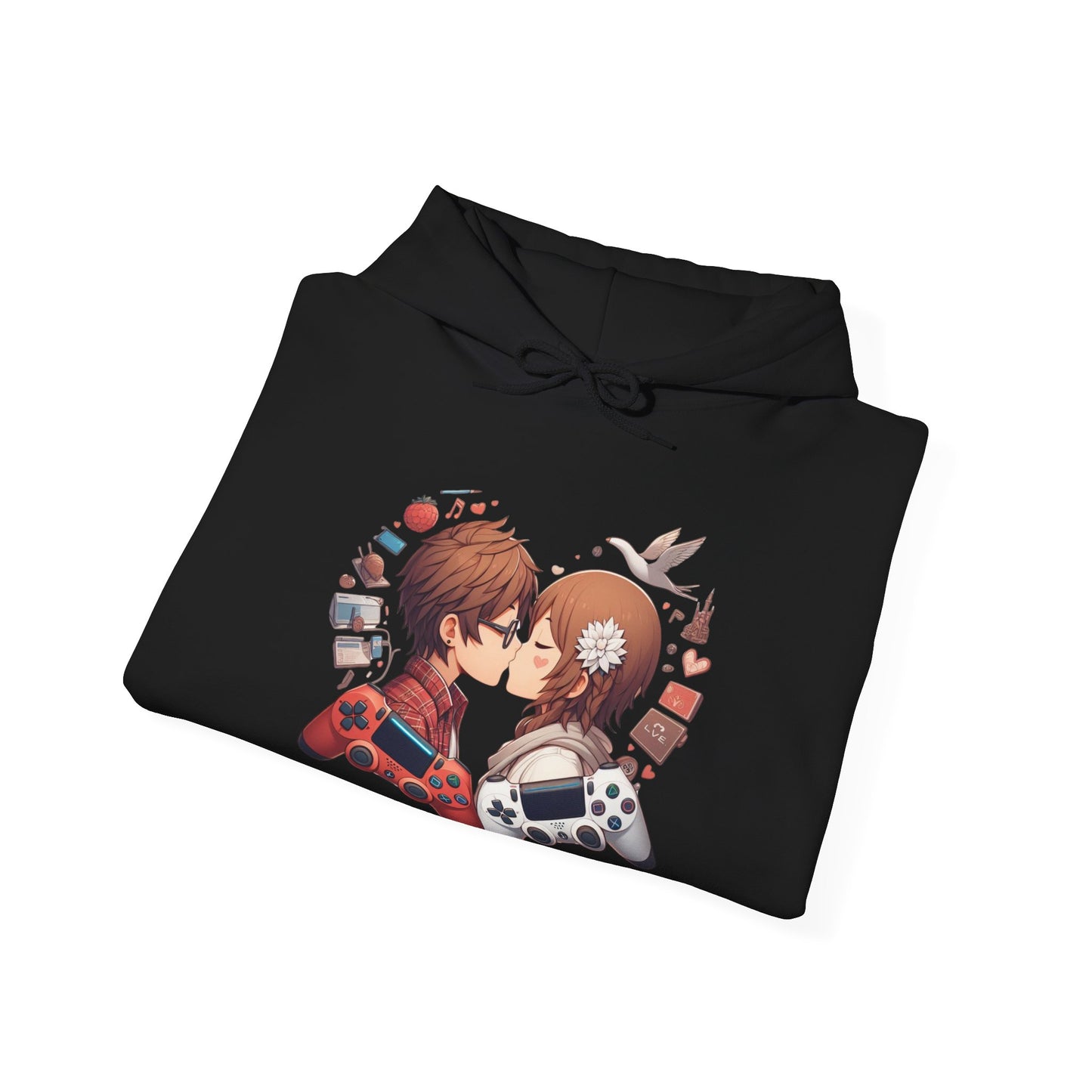 Retro Cyberpunk Gaming Couple Hoodie | Kawaii Valentine's Day Gamer Gift